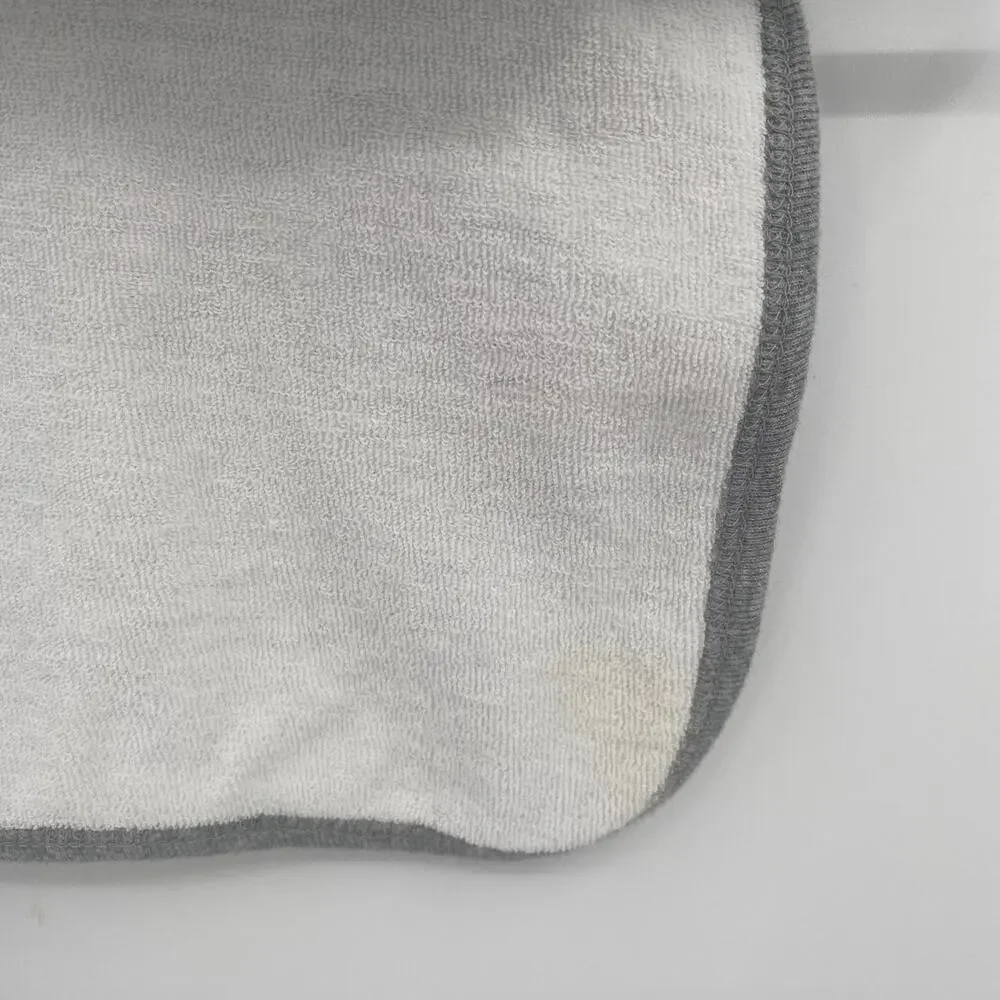 Burt's Bees Baby One Size Gray Striped Pullover Bib Terry Cloth Back Foldover